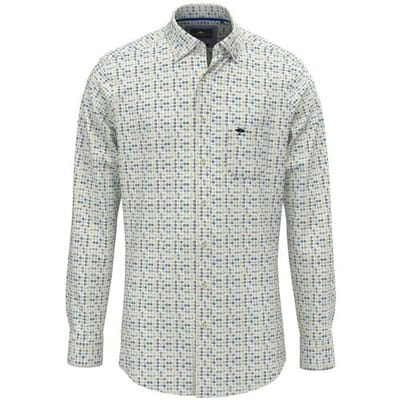 Fynch-Hatton Overhemd Allover Dot Pattern Button-Down Turf Green / male