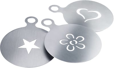 Westmark Set van 3 decoratiesjablonen, 3 verschillende motieven, Cappuccino, ø 10 cm, roestvrij staal, 62862260