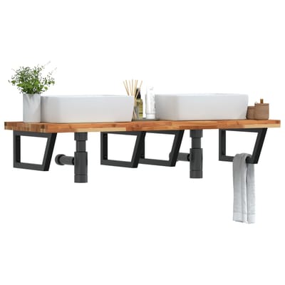 vidaXL - Badkamer - wandschap - staal - en - massief - acaciahout