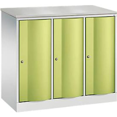 C+P Garderobekast Resisto, 3 vakken, 3 legborden, B 1148 x D 540 x H 1077 mm, lichtgrijs/kleedgroen