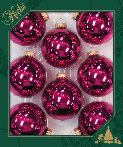 Krebs Kerstballen - 8x st - Cabernet roze - 7 cm - glas - glans - kerstversiering - kerstboomversiering