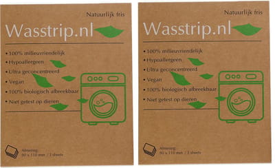 Wasstrips 6 Wasbeurten Natuurlijk Fris x2 Proefpakket – Wasmiddeldoekjes – Wasvellen – Wasdoekjes – Detergent Sheets – Laundry Strips