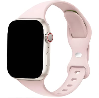 Innerlight® Elle - Roze - 38mm / 40mm / 41mm - OneSize - Smal Siliconen bandje geschikt voor Apple Watch - Geschikt als Apple watch bandje voor Series Geschikt voor Series 1/2/3/4/5/6/7/8/9/ 10 42mm/ 11 42mm/SE