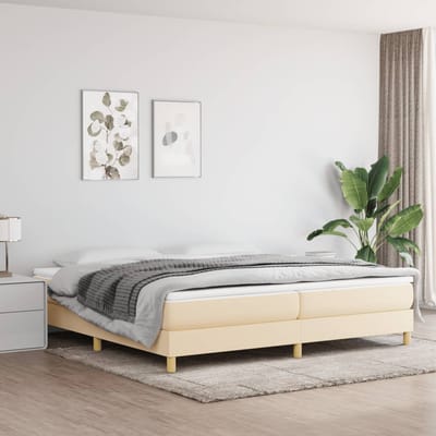 vidaXL - Boxspring - bed - stof - crèmekleurig - 200x200 - cm
