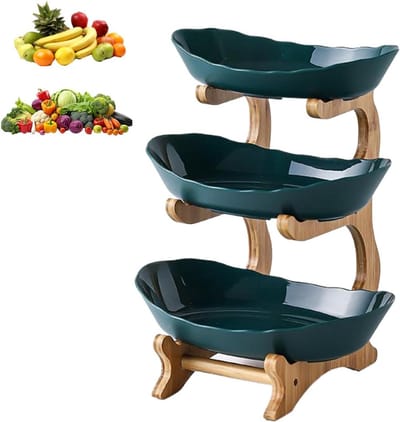 Fruitschaal - Fruitmand Etagere 3 Laags - Groen