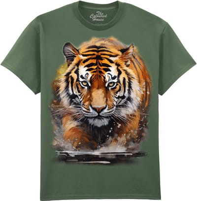 Tijger Watercolor Running Tiger The Coloured House T-shirt XXL