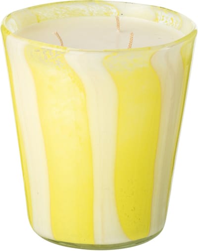 J-Line geurkaars Noa Strepen - Yashioka Gardenia - glas - geel - medium - 68U