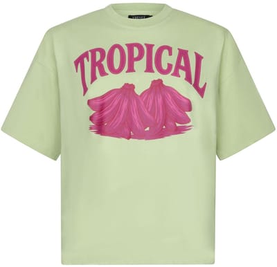 Ydence T-shirt Tropical Tops & T-shirts Dames - Shirt - Groen - Maat XS
