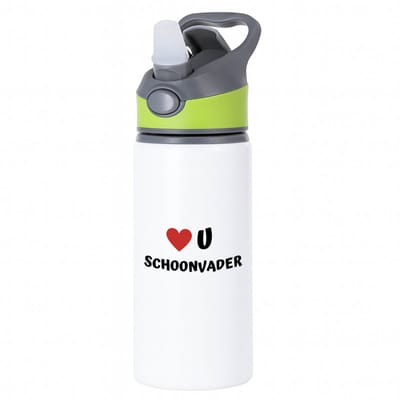 Hacebo® - love u schoonvader waterfles met rietje groen - Papa - de liefste schoonvader - vader cadeautjes - vaderdag - verjaardag - geschenk - kado - water fles - 650ML