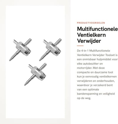 Dailygoods- Ventielkern Toolset 4-in-1 - Multifunctionele Ventielkern Verwijderaar - Compact - Duurzaam - Eenvoudig Onderhoud - Uniek Ontwerp - Bandenventiel Tool