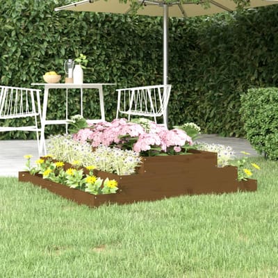 vidaXL - Plantenbak - 110x110x27 - cm - massief - grenenhout - honingbruin