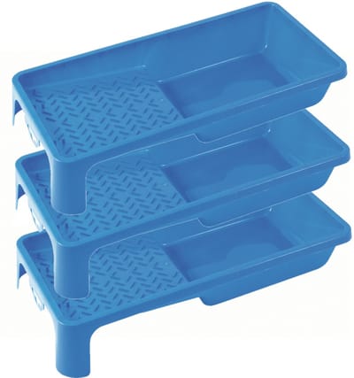 6x stuks verfbakjes voor verfrollers/lakrollers blauw tot 10 cm - verfspullen / schildersbenodigdheden