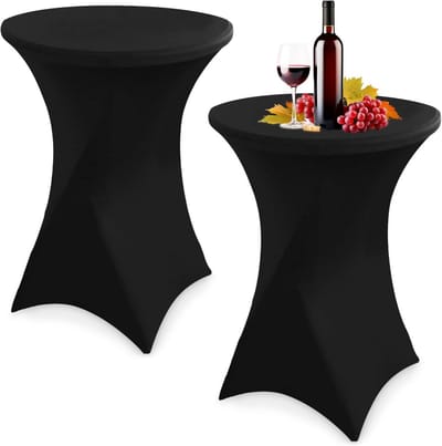 Set van 2 Elastische Tafelhoezen Rechthoekig 80x110 cm - Stretchy Tafelkleed voor Cocktaill- of Staantafels - Kreukvrij Zwart