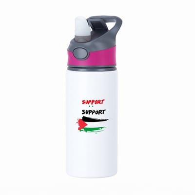 Hacebo® - Support Palestina waterfles met rietje roze - Palestina - mensen die liefde willen geven aan Palestina - degene die van Palestina houden - supporten - oorlog - verjaardagscadeautje - gift - geschenk - kado - water fles - 650ML