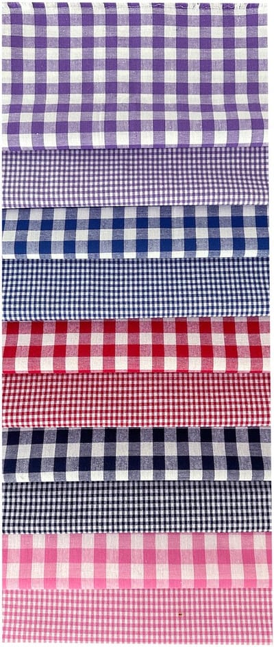 BINK Bedding - 10 lapjes - Quilt Patchwork - Assorti Katoenen Lapjes BB Ruit 25x25 cm - Set van 10 - 100% Katoen - Patchwork, Quilten & Hobbystof - Roze, Marineblauw, Rood, Kobaltblauw & Lila - Patchwork, Quilten, Handwerk & DIY