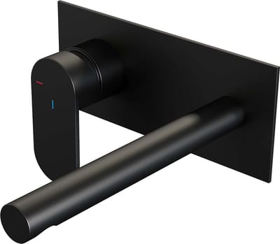 Brauer Black Edition inbouw wastafelmengkraan met rechte uitloop en afdekplaat model C2 mat zwart