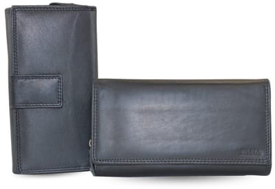 Fana Bags Elegante Dames Portemonnee Leer – RFID Beveiliging – Veel Pasjes – Leren Portemonnee Zwart - Luxe Geschenk