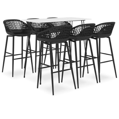 vidaXL - 7-delige - Barset - wit - en - zwart