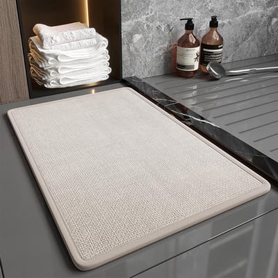 Antislip Badmat 40 x 60 cm - Wasbare en Absorberende Douchematt, Rubber Achterkant, Beige Kleur voor Badkamer en Toilet