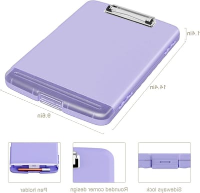 Clipboard met Opbergvak, 8.5 x 11 Organisatiebox met Penhouder en A4 Documentfolder, Ideaal voor Verpleegkundigen en Docenten, Compact en Praktisch Ontwerp