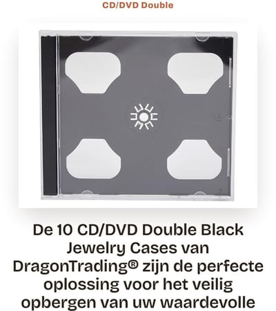 Dailygoods- Sieradenbox Professionele Kwaliteit - CD Hoesjes - CD Opbergmap - CD Opbergsysteem - Geschikt voor 2 Disc - Dubbele Zwarte Tray - Cd Hoes