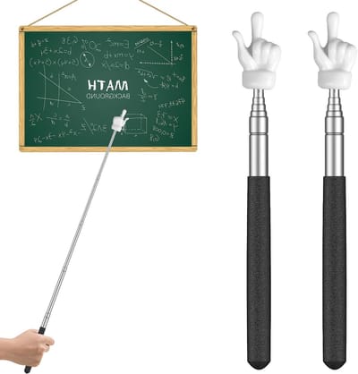 2 Stuks Telescopische Vingerwijzers voor Docenten - Uittrekbare Vingeraanwijzers voor de Klas, Ideaal voor Basisonderwijs (Tot 55 cm, Zwart)