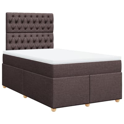 vidaXL - Boxspring - met - matras - stof - donkerbruin - 120x190 - cm