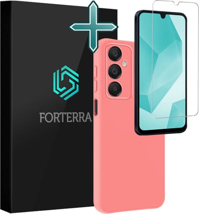 Hoesje Met Screenprotector - Geschikt voor Samsung Galaxy A16 - Sterk & Shockproof - Telefoon Hoes - Back Cover - Siliconen Case - Lichtroze