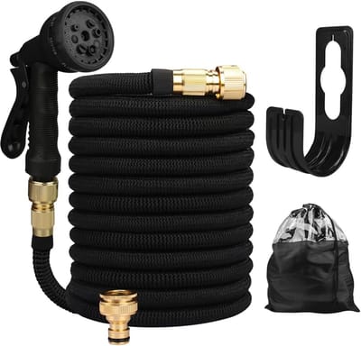 Tuinslang Uitschuifbaar - Flexibele Waterslang - Tuin en Auto - Dubbele Metalen Connector - 25ft - Zwart