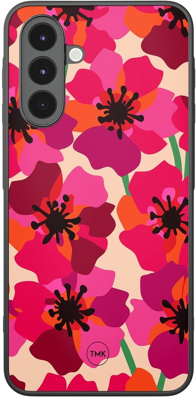 Hoesje geschikt voor Samsung Galaxy A17 - Pink floral bliss - Roze - TPU case - Bloemen - Hardcase zwart telefoonhoesje