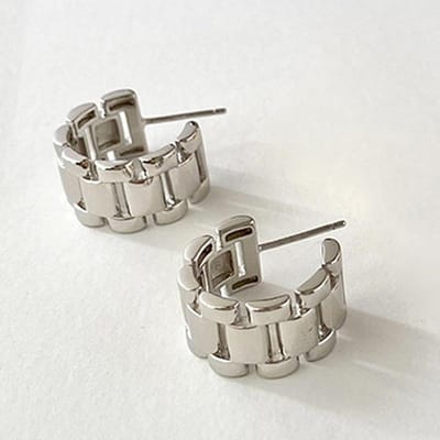 Huitan Metalen Horlogeband Ontwerp Hoepel Oorbellen voor Vrouwen Mode Contractueel Vrouwelijke Oorbel Piercing Oorbellen Dagelijks Gebruik Trendy Sieraden gray