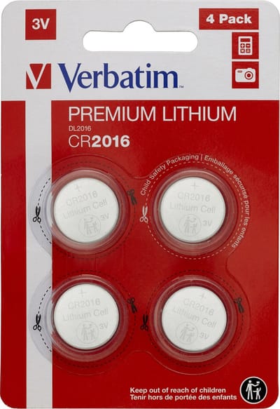 Verbatim CR2016 Knoopcel Batterij 4 Stuks