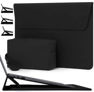Dailygoods - HYZUO 15 Inch Laptophoes Laptopsleeve met Verstelbare Standaard voor MacBook Air 15 M5 A3448 M4 A3241 M3 A3114 M2 A2941 2026-2023, MacBook Pro 15, 15" Surface Laptop 7/6/5/4, Zwart