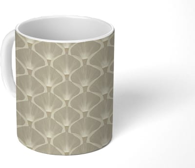 Mok - Koffiemok - Paneel - Ginkgo - Zand - Mokken - 350 ML - Beker - Koffiemokken - Theemok