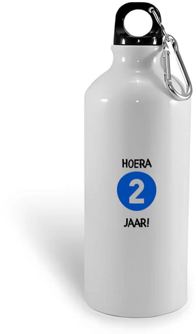 Hacebo® - Hoera 2 jaar waterfles - Verjaardag - jarigen - Verjaardagscadeau - peuter - Happy birthday - water fles - 400ML
