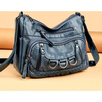 Zachte Leren Dames Tas Nieuwe Modieuze en Veelzijdige Middelbare Leeftijd en Oudere Moeders Enkele Tas Schoudertas Crossbody Tas Casual Reisrugzak gray