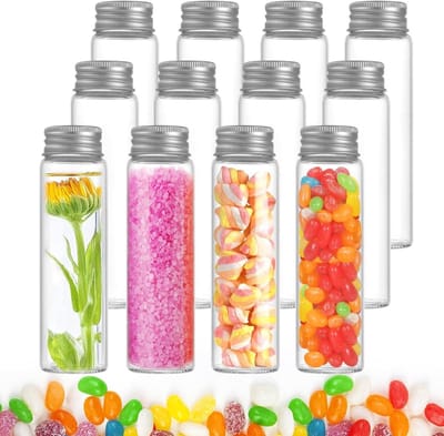 12 stuks transparante kunststof reageerbuisjes 110 ml met schroefsluiting - voor hydrocultuur, snoep en specerijen