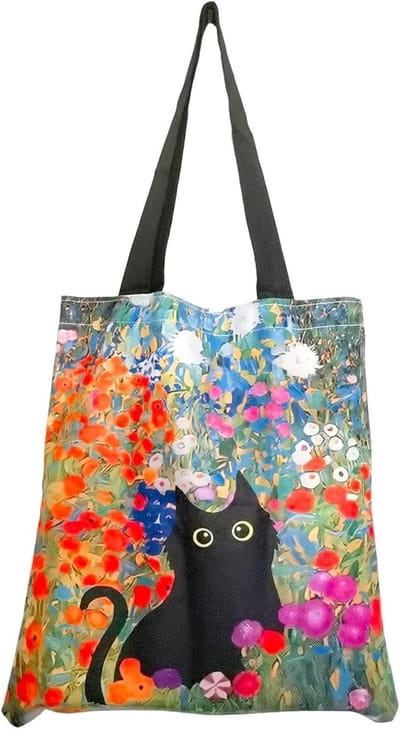 Duurzame Cat Canvas Tote Bag voor Vrouwen, Ideaal als Schoudertas voor School, Werk en Dagelijks Gebruik - 40 x 33 cm