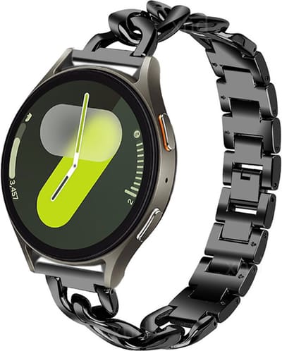 Strap-it Smartwatch bandje 20mm - steel chain band geschikt voor Samsung Galaxy Watch 1 - 42mm / Watch 3 - 41mm / Watch Active & Active 2 - 40 & 44mm / Gear Sport - Amazfit Bip / GTS - Polar Ignite / Unite / Pacer (zwart)
