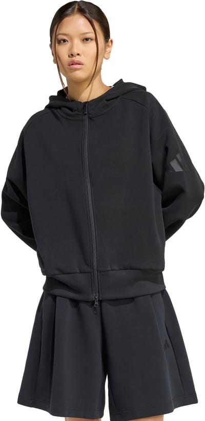 Adidas Sportswear Soft Lux Ritshoodie - Dames - Zwart