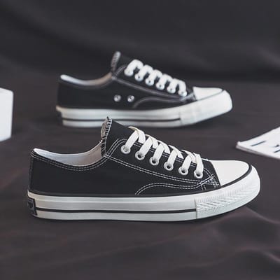 Canvas Schoenen Heren Casual Retro Board Schoenen Veelzijdige Trendy Schoenen Laag Model Student Stoffen Schoenen Kleine Witte Schoenen Koppel Schoenen Heren 42 zwart