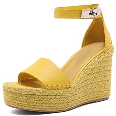 Zomer Nieuwe Damesschoenen Platform Platform Super Hoge Hak Eén Woord Riem Damessandalen Mode Schoenen Boheemse Stijl 41 geel