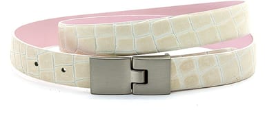 Dames riem kroko beige - 2 cm breed - Leer - Smalle riem - Casual - Maat 90