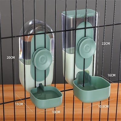 QTTVBTNA -Automatische Hangende Voer- en Drinkautomaat voor Kleine Huisdieren – Konijnen, Fretten, Katten, Honden, Vogels (Groen)