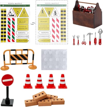 Kabouter Bouwplaatsset - Miniatuur Decoratie - Poppenhuis Inrichting - 20 Delige Set - Schaal 1:12 - Meerkleurig