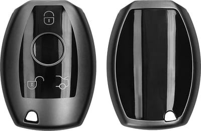 kwmobile autosleutel hoesje geschikt voor Mercedes Benz 3-knops autosleutel hoes - TPU autosleutel behuizing - Beschermende auto sleutel case - Sleuteletui in mat zwart / zwart