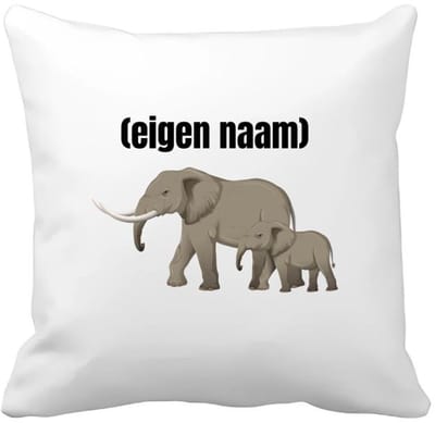 Akyol - olifant en kleine met eigen naam Kussen hoes - Olifant - dieren liefhebber - iemand die houdt van olifanten - verjaardag - cadeau - kado - geschenk - 40 bij 40 cm