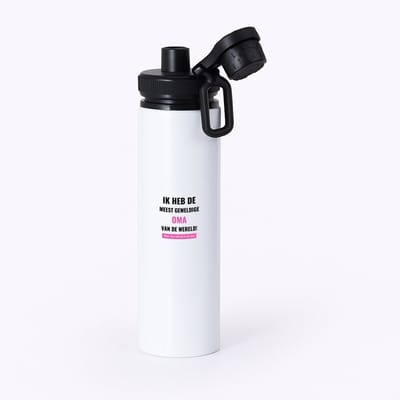 Hacebo® - ik heb de meest geweldige oma van wereld (klopt, deze mok heb ik van haar) waterfles met draaidop zwart - de meest geweldigste oma - verjaardagscadeau - verjaardag - cadeau - cadeautje voor oma - water fles - 850ML