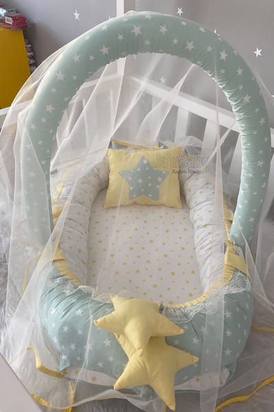 Jaju Baby - Babynestje - Slaapnestje - Green Star - 74x40 cm