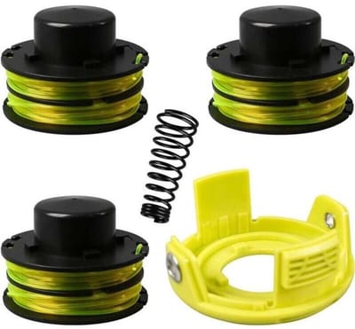 Vervangende lijnspoel RAC118 geschikt voor Ryobi RLT3525S bosmaaier, zelfvoedende dubbele spoel geschikt voor Ryobi RAC118 RLT3525S diameter 1,2 mm lengte 8,4 m (4 spoelen + 1 dop + 1 veer)